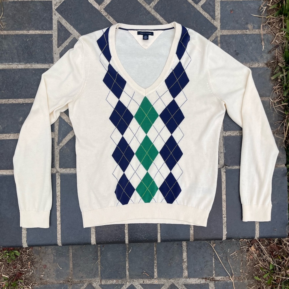 Tommy Hilfiger Cream Plaid Sweater